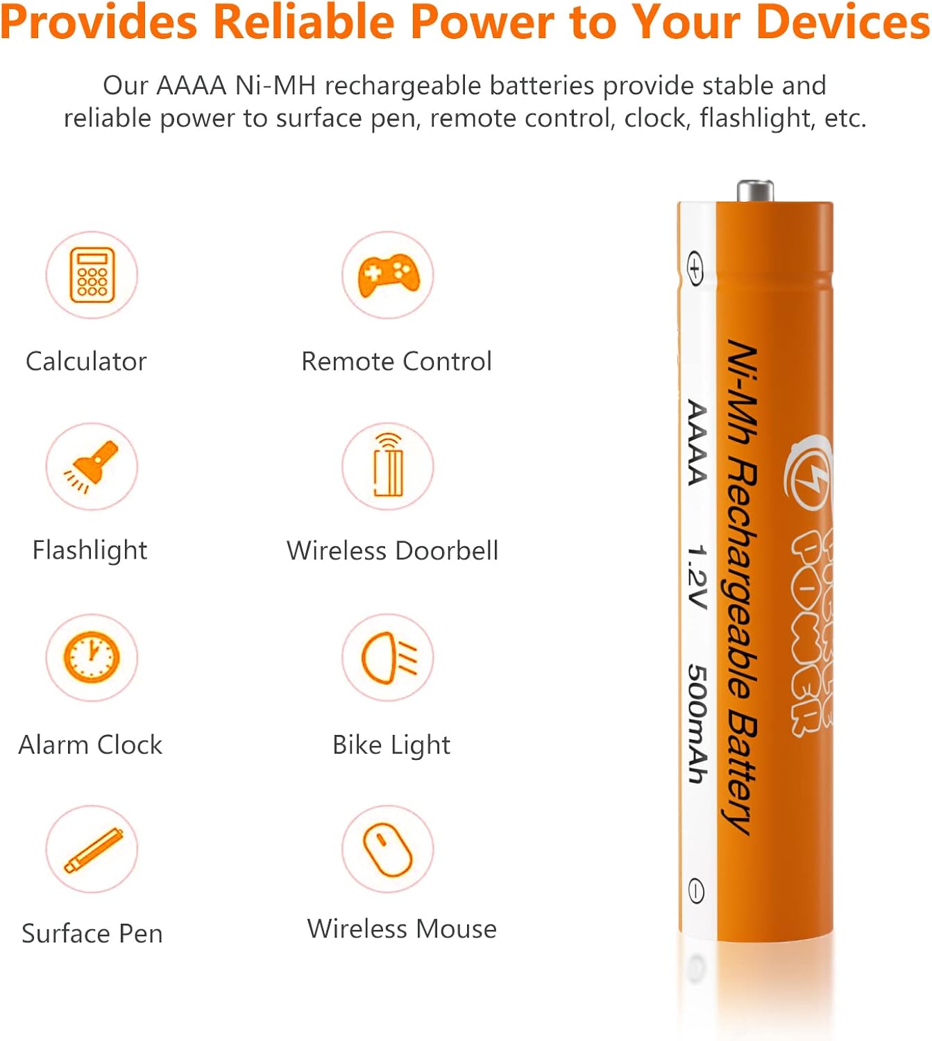 Pickle Power AAAA Batteries,1.2V 500mAh Ni-MH Rechargeable AAAA Batteries for Surface Pen, Rechargeable AAAA Batteries for Active Stylus, 4-Count : Health & Household