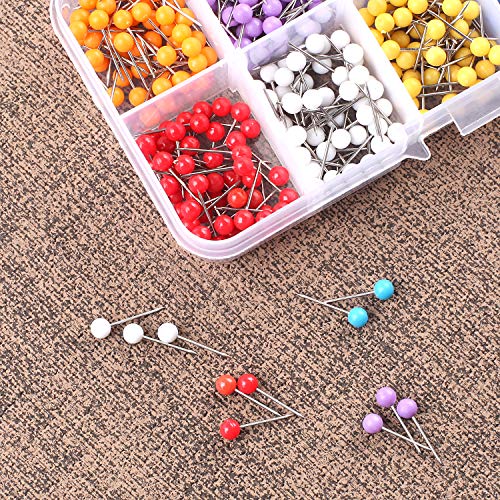 Push Pins, Map Pins, 600 PCS 1/8 Inch, Plastic Ball Head Pins, in reconfigurable Container for Bulletin Board, Fabric Marking, 10 Assorted Colors 1pack - Thumbnail 3