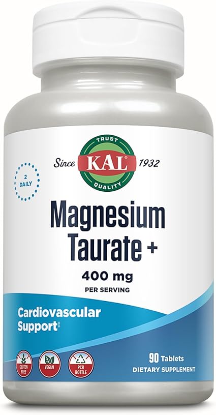 KAL Magnesium Taurate 400mg Plus CoEnzyme Vitamin B6, Chelated Magnesium