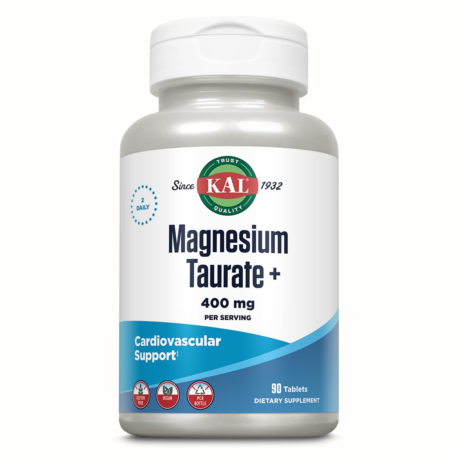 KAL Magnesium Taurate 400mg Plus Vitamin B6, Chelated Magnesium Supplement, High Absorption Magnesium Complex, Muscle and Heart Health Support, Vegan, Gluten Free, 60-Day Guarantee, 60 Serv, 120 Tabs — Amazon image 8