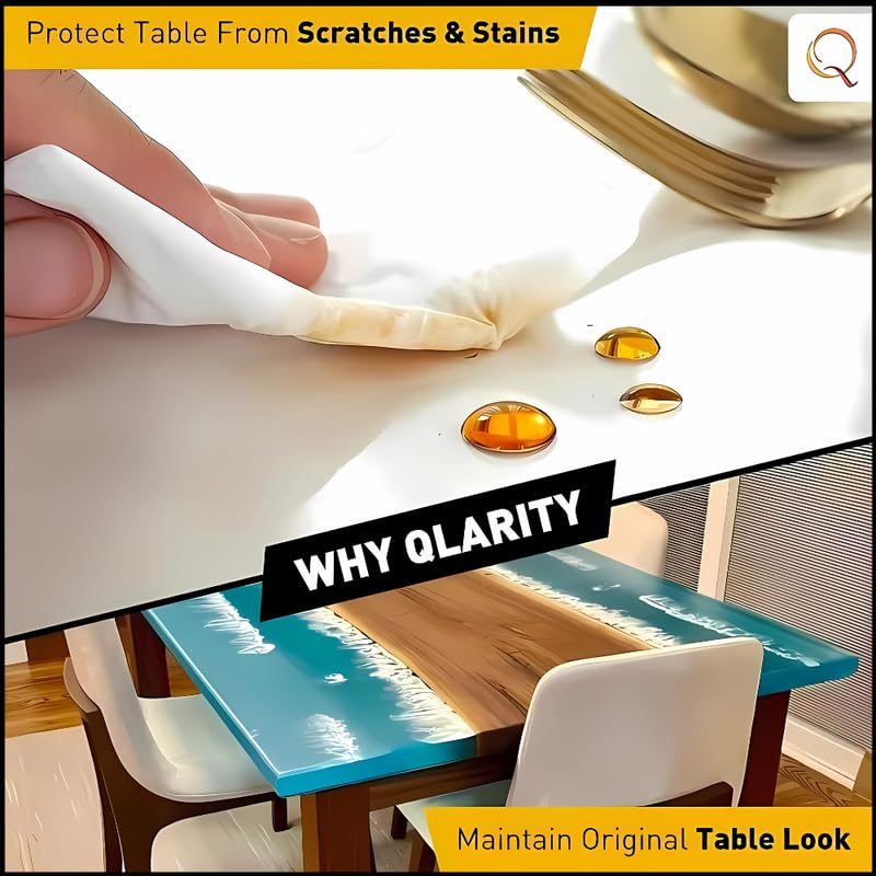 Image of Qlarity Covers 2mm Max Shield PVC Table Cover Frosted, 17 X 56 Inch | Premium dining table translucent sheet made from durable PVC provides waterproof, anti-slip protection for everyday dining