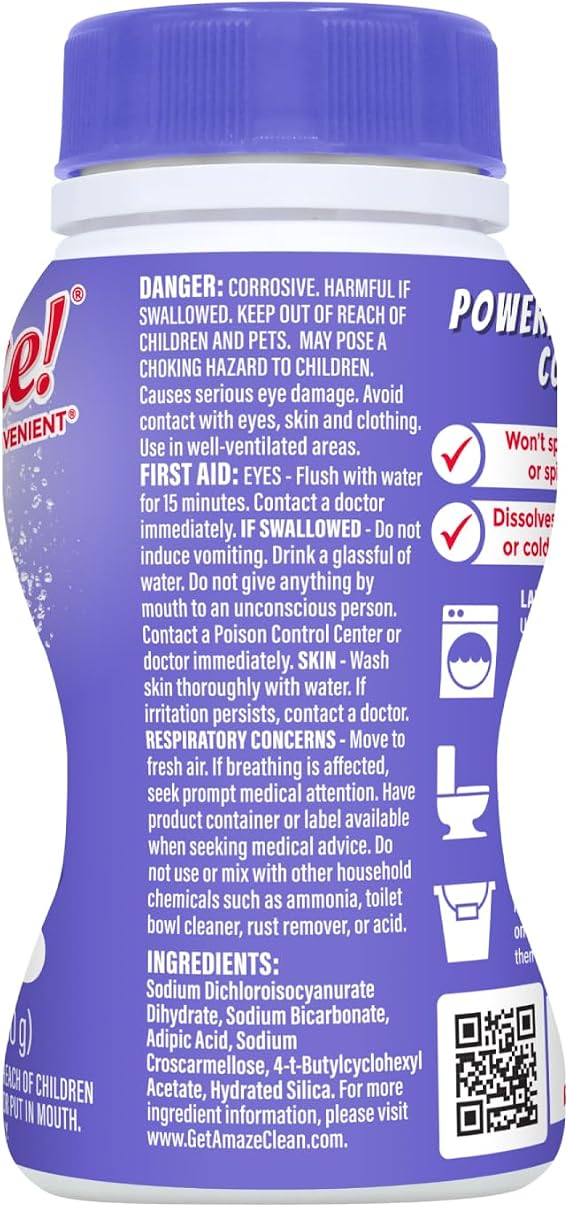 AMAZE Ultra Concentrated Bleach Tablets Lavender Scent [CASE - 6 bottles] | For Laundry Toilet and Multipurpose Home Cleaning. No Splash, No Spills. Liquid Bleach Alternative. Compact & Easy to Use.