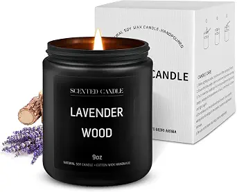 Lavender Wood Scented Candles for Home Aromatherapy, Hand-Poured, 9 OZ, 50H, Soy Wax Gift Set