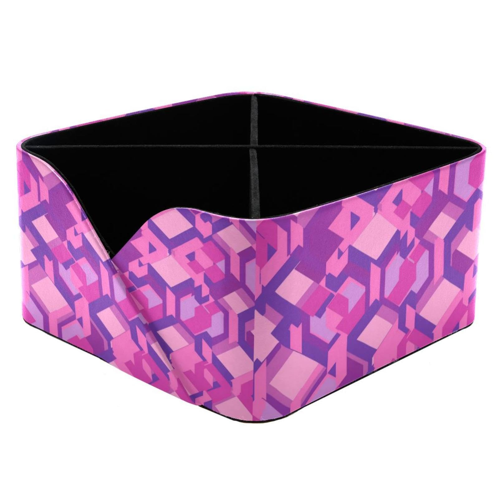 Porte-stylo rectangulaire géométrique rose, organisateur de bureau enfant et boîte de rangement