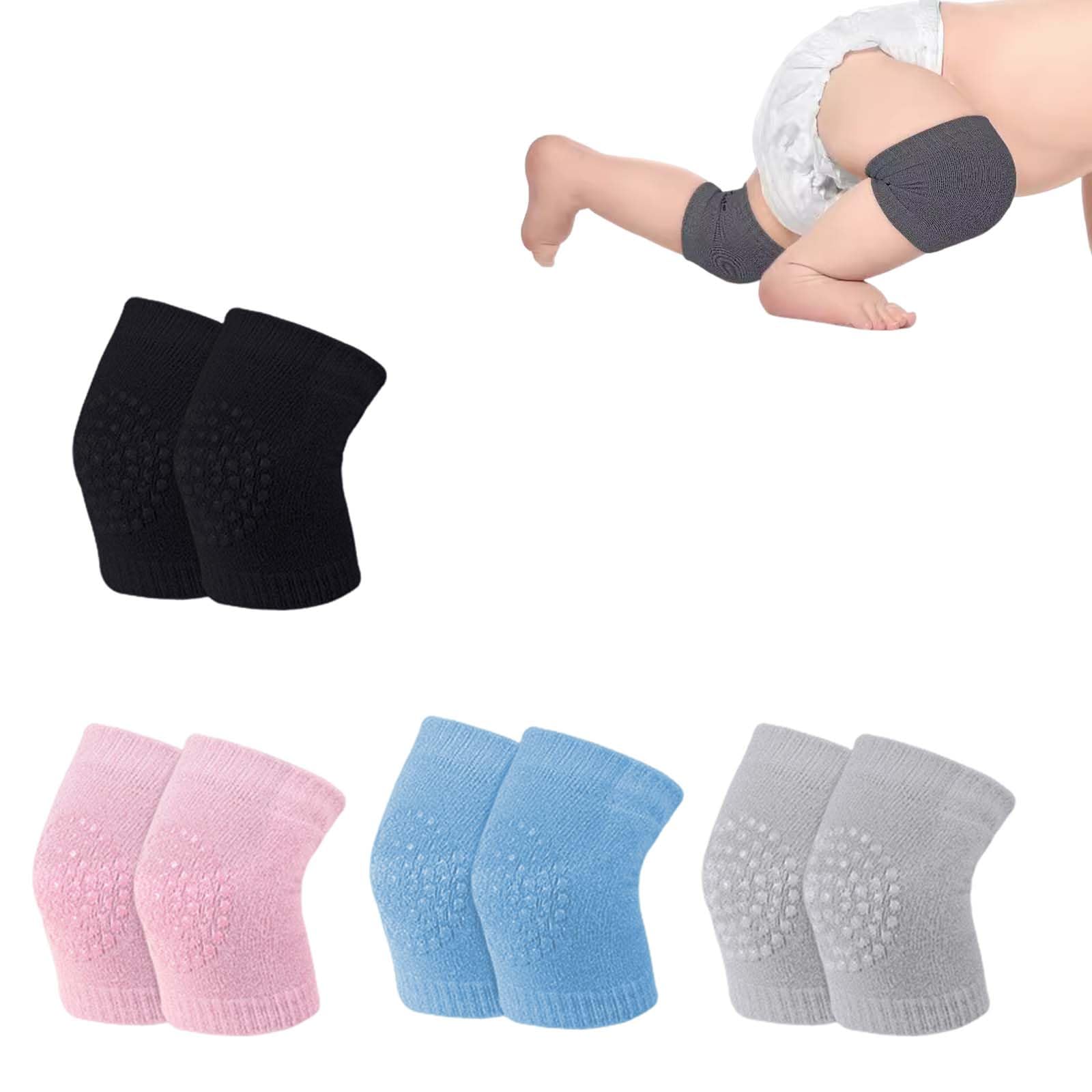 dinghaole4 Pairs Baby Crawling Anti-Slip Knee Pads - Unisex Toddler Knee Protectors for Safety Walking - Soft & Breathable Baby Knee Pads for Comfortable Crawling, Grey Dark grey Pink Black Blue,