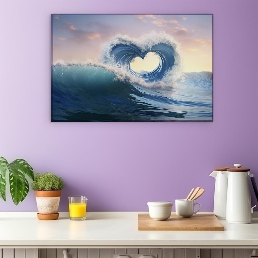 Canvas for Living room. Embracing the Tide: When the Ocean Whispers Love, 27 x 18 inch Canvas Wall Art - Tranquility - Modern Home Decor