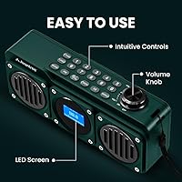 Vista 7 de Avantree Boombyte - Portable FM Radio & Bluetooth Speaker with Superb Stereo Sound, Metal Finish, Long Rechargeable Playtime, and Support for Micro