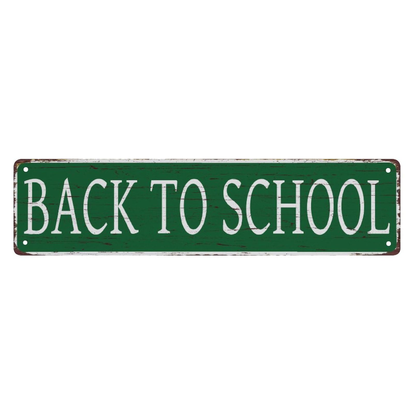 Peiyeety A009 Vintage Metal Tin Sign Decorative Wall Art Back To School Themed Street Sign, Rustic Style, Durable Waterproof Rustproof, For Home, School, Office, Easy To Mount, 4X16 Inch