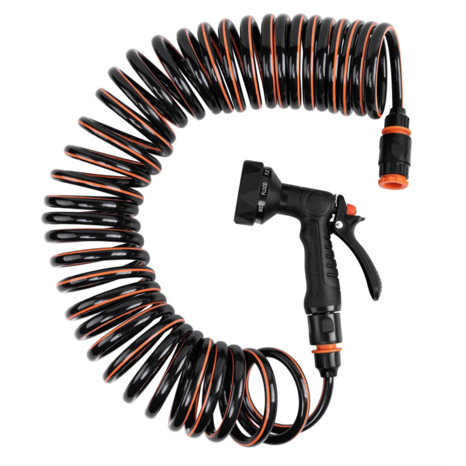 B2c Black / Orange Dog Shower Bath Kit - Cold Water Set 9-Function Spray Gun, 10M Flexible Spiral Hose, Universal Tap Connector | Compact, Kink-Resistant Outdoor Pet Washing System For Easy Bathing & Cleaning