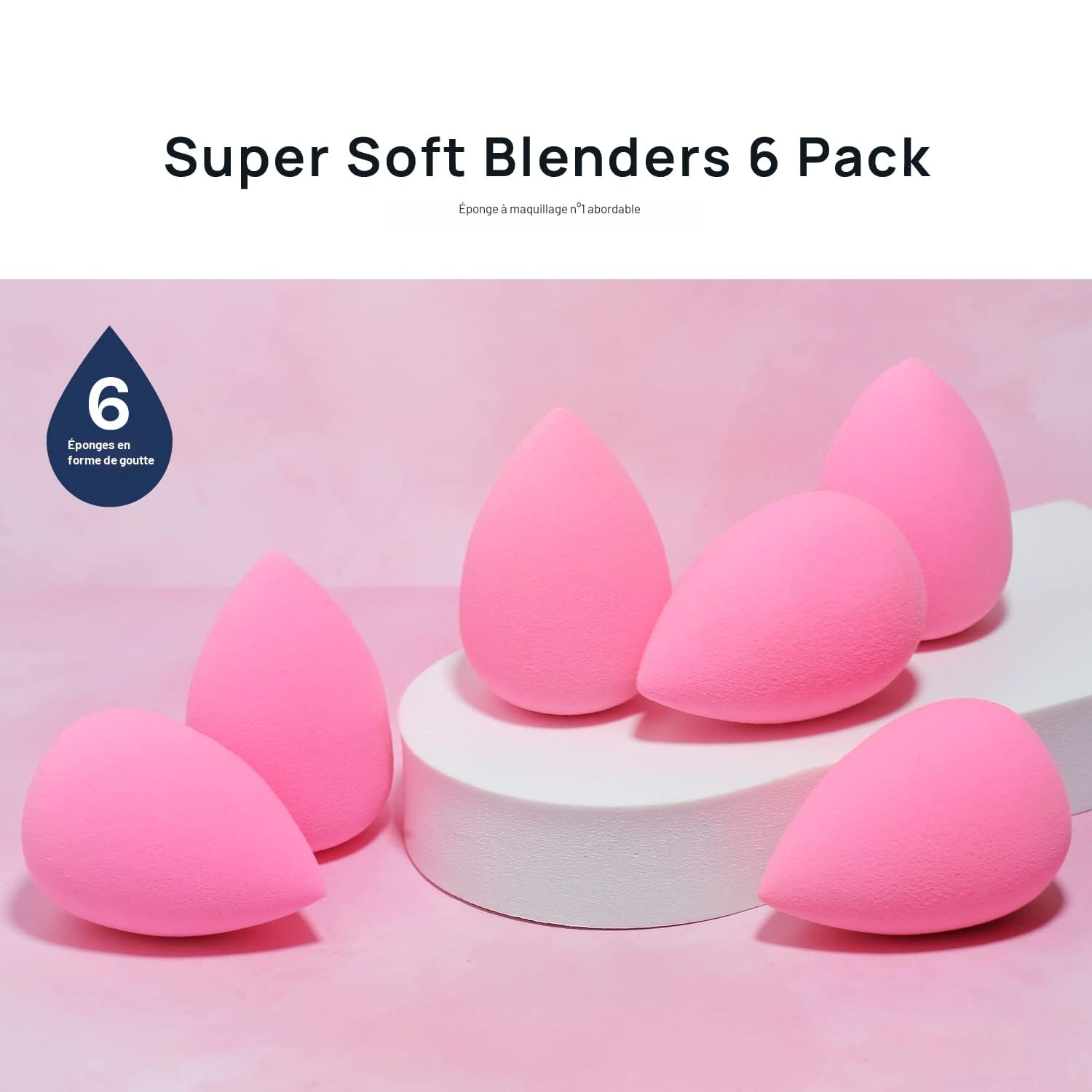 AOA Studio Wonder Blender Lot de 6 éponges à maquillage super douces sans latex et haute définition pour poudre, crème et liquide