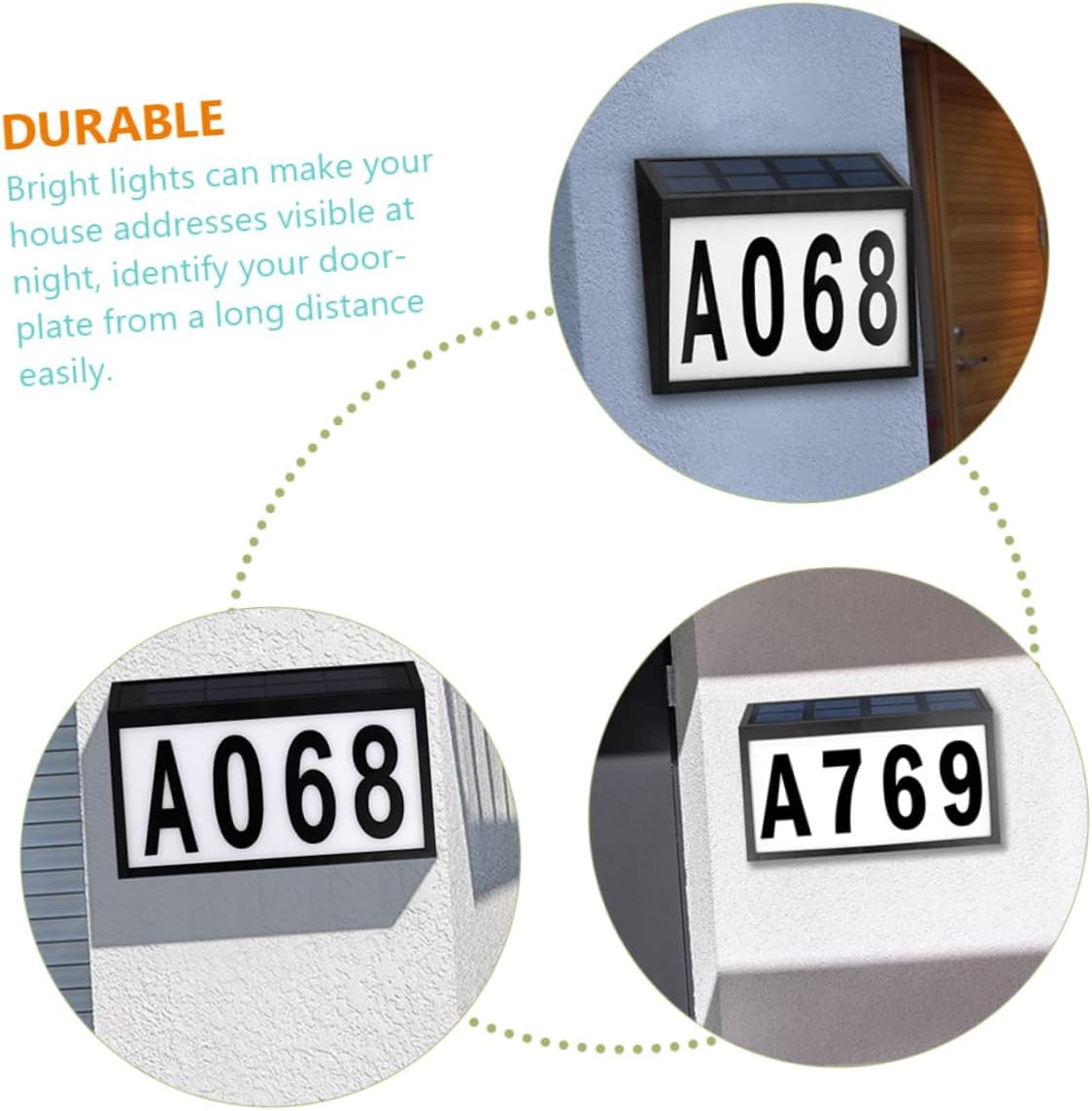 Solar Powered Address Sign Lamp House Number Light with Bright White Led Durable Material Easy Installation for Outdoor Use Illuminates House Address at Night