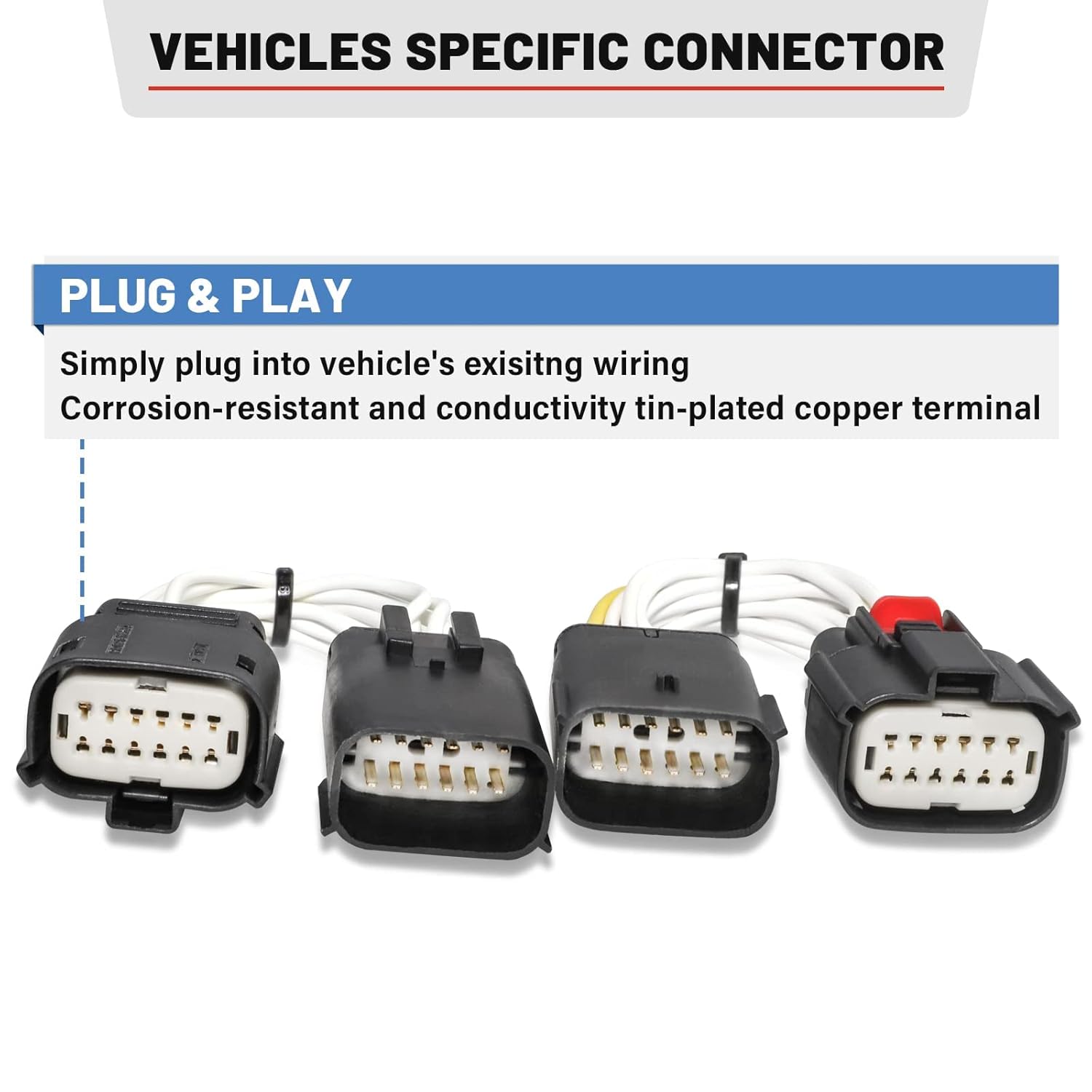 MECMO 4 Way Flat Extension Cord with 4-Pin Trailer Wiring Harness for 2018-2023 Jeep Wrangler JL/JLU, 2020-2023 Jeep Gladiator JT