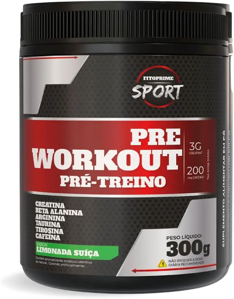 Pré-treino Creatina Arginina Pote 300g Sabor Limonada Suíça