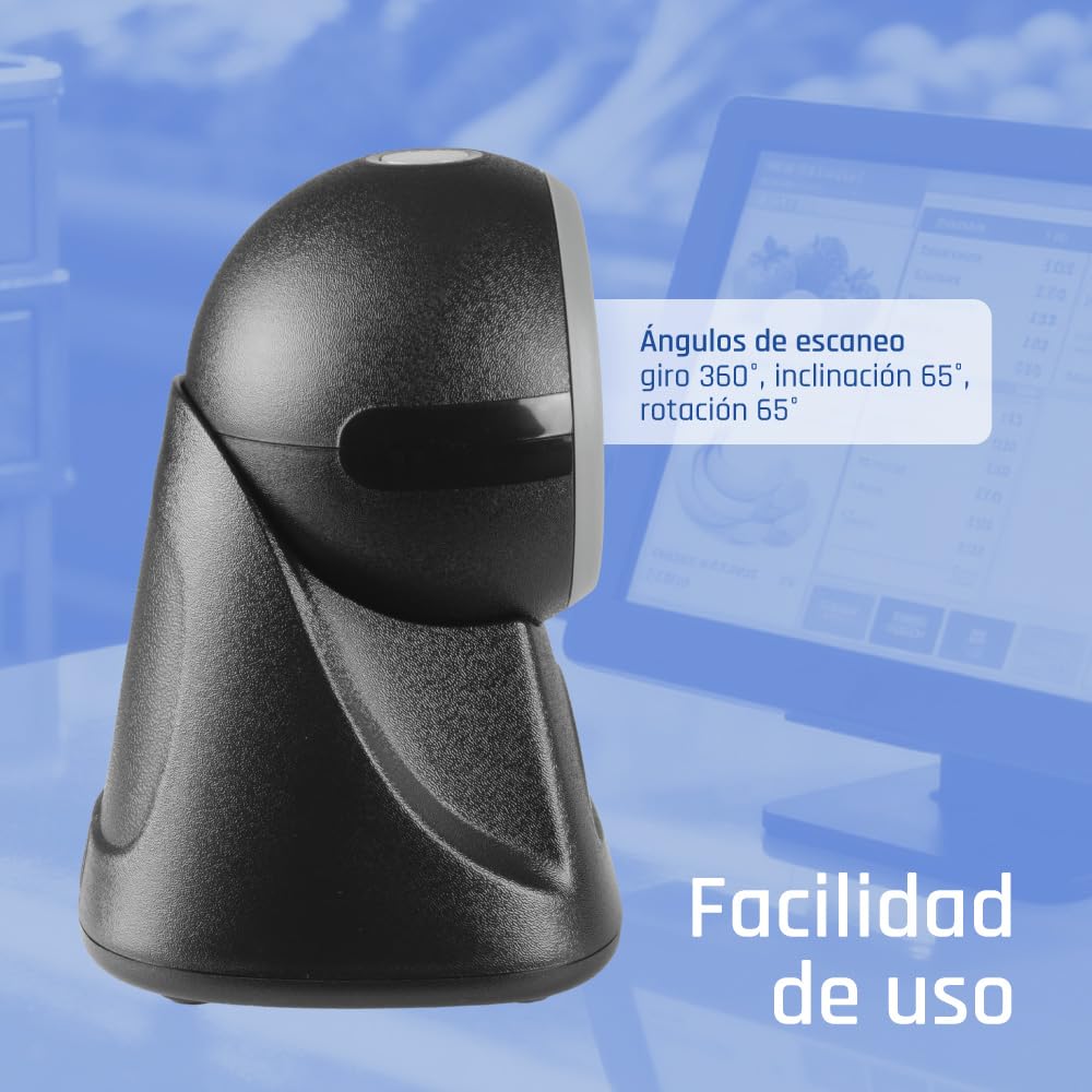 iggual-Lector de Códigos de Barras Sobremesa 2D USB – Escáner Automático con Sensor CMOS, Escáner de Sobremesa Manos Libres- - 200esc/seg. para Tiendas, Supermercados, Farmacias etc.…