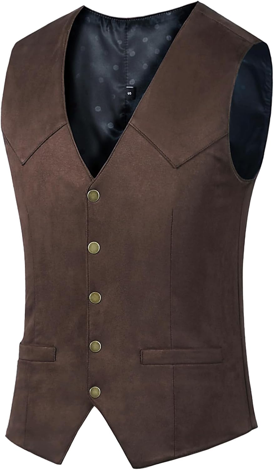 Men's Suede Leather Vest Vintage Cowboy Waistcoats Wedding Slim Fit Sleeveless Jacket - Image 4