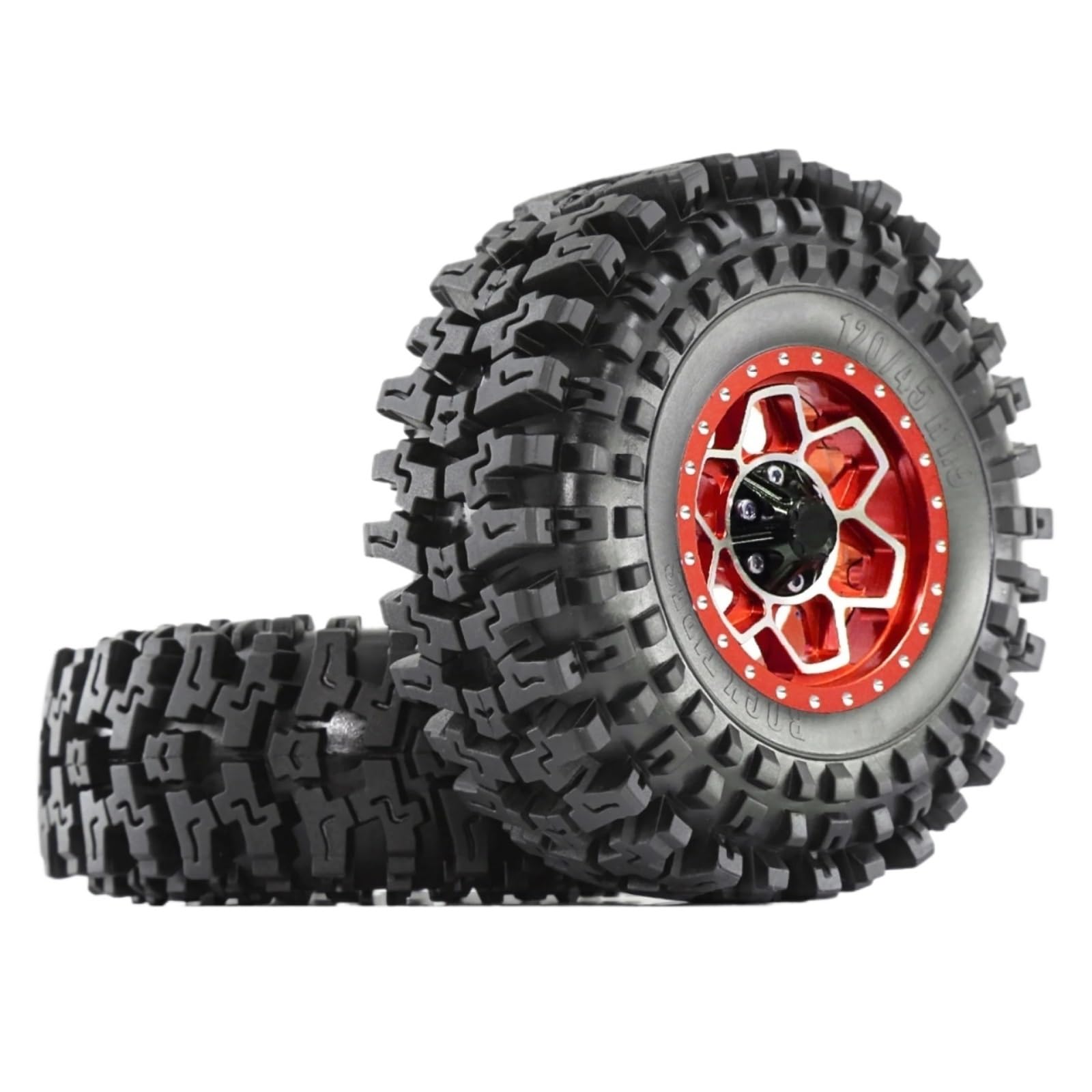 RC Pneumatici Ricambi Per Hsp Per Redcat Per Wraith 1/10 1.9 Pneumatici In Gomma E Cerchi In Metallo 12mm Hex RC Crawler Accessori Auto Aggiornamenti Sostituzione Riparazione(Red)