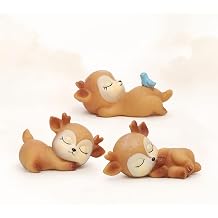 3 Pcs Sleeping Deer Figurines Set, Woodland Animal Table Decor