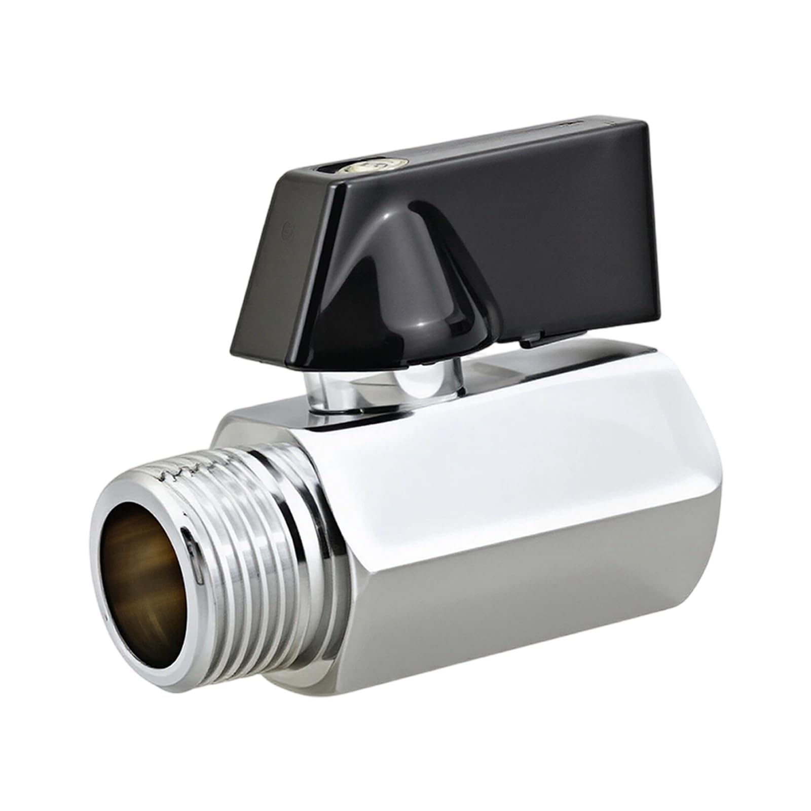 Threaded Shutoff Fitting Brass Inline Control Part with PTFE Sealing and Black Lever for Compact Utility Line Use Manual Shutoff Inline Control Branch Line Utility Fitting Plumbing Repair Pneumatic