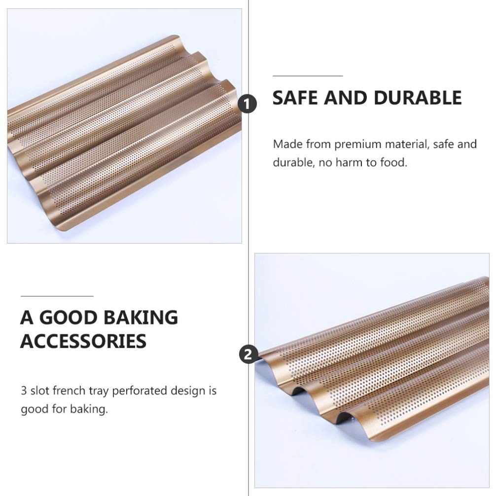 Cabilock Moules à Pain Design Perforé en Acier Carbone Lot de 2 Antiadhésifs 3 Vagues pour Pâtisserie et Cuisson de Pain la Maison