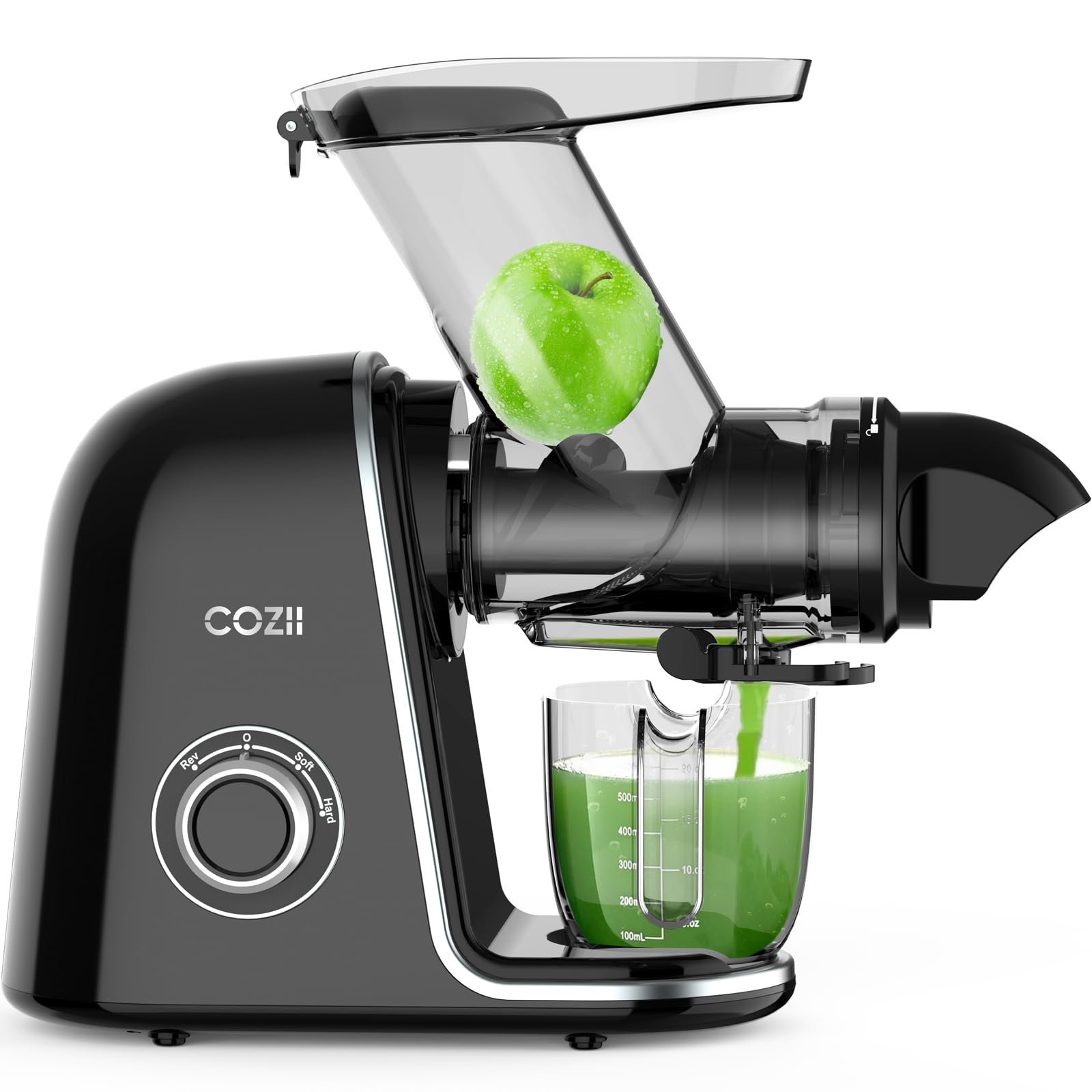 COZII Cold Press Juicer,Slow Masticating Juicer Extractor Soft/hard Mode & Quiet Motor,3.6 Inch Large Feed Chute For Vegetable and Fruit,Easy to Clean Juicer Machines,Dishwasher Safe,High Juice Yield