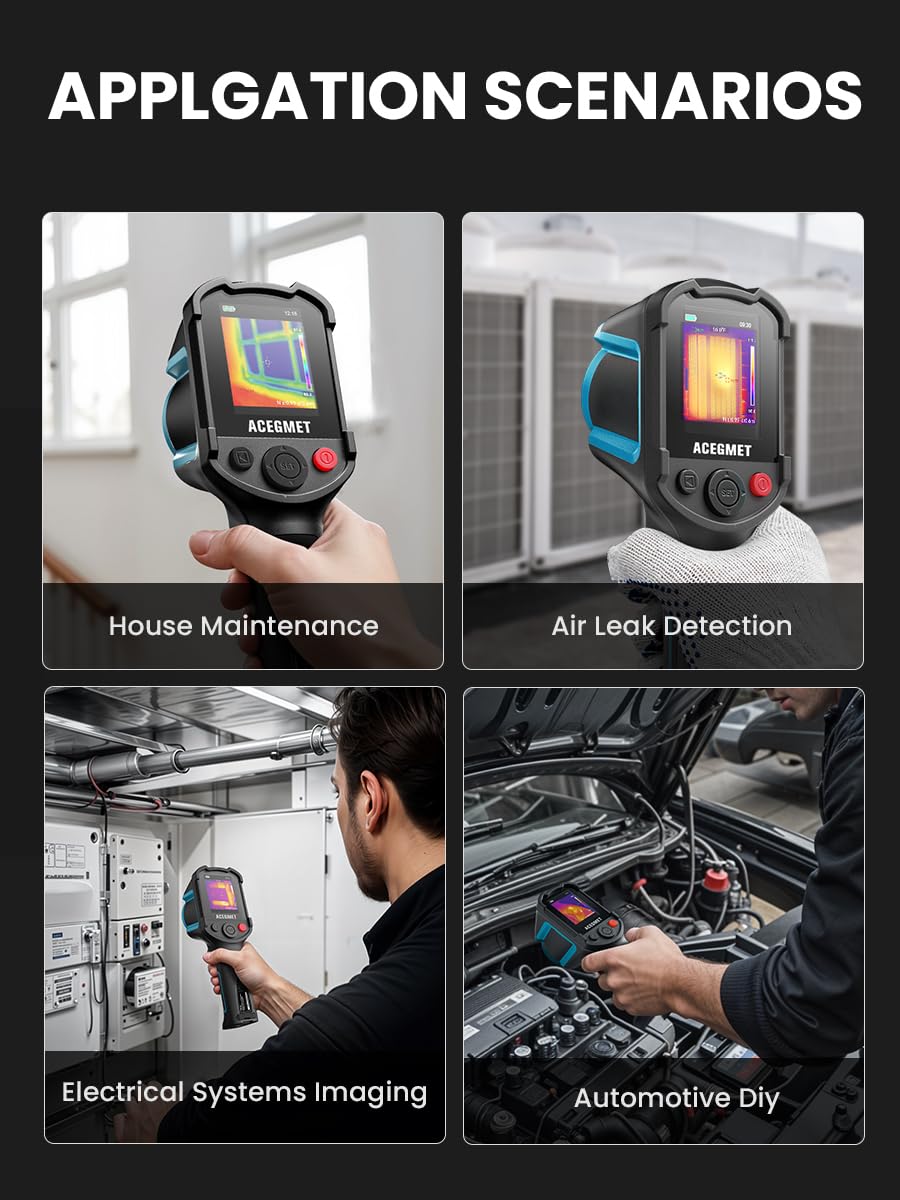 ACEGMET Thermal Camera, Enhanced Resolution 240x240, Accurate Temperature Detection -4°F to 1022°F, Durable Build, 50° Field of View, Ideal for Home Inspections and Industrial Use