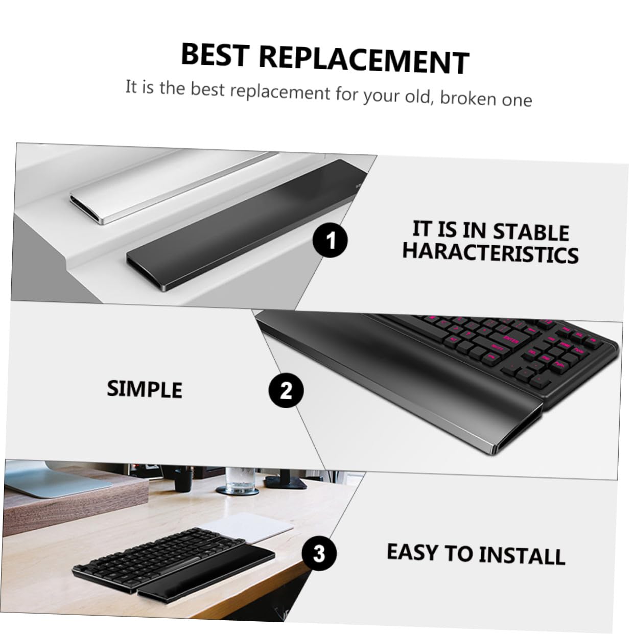 jojofuny Handgelenkauflage aus Aluminiumlegierung für Mechanische Tastaturen mit 104 Tasten Ergonomisch Glatt und Leicht zu Installieren für Computerarbeitsplätze