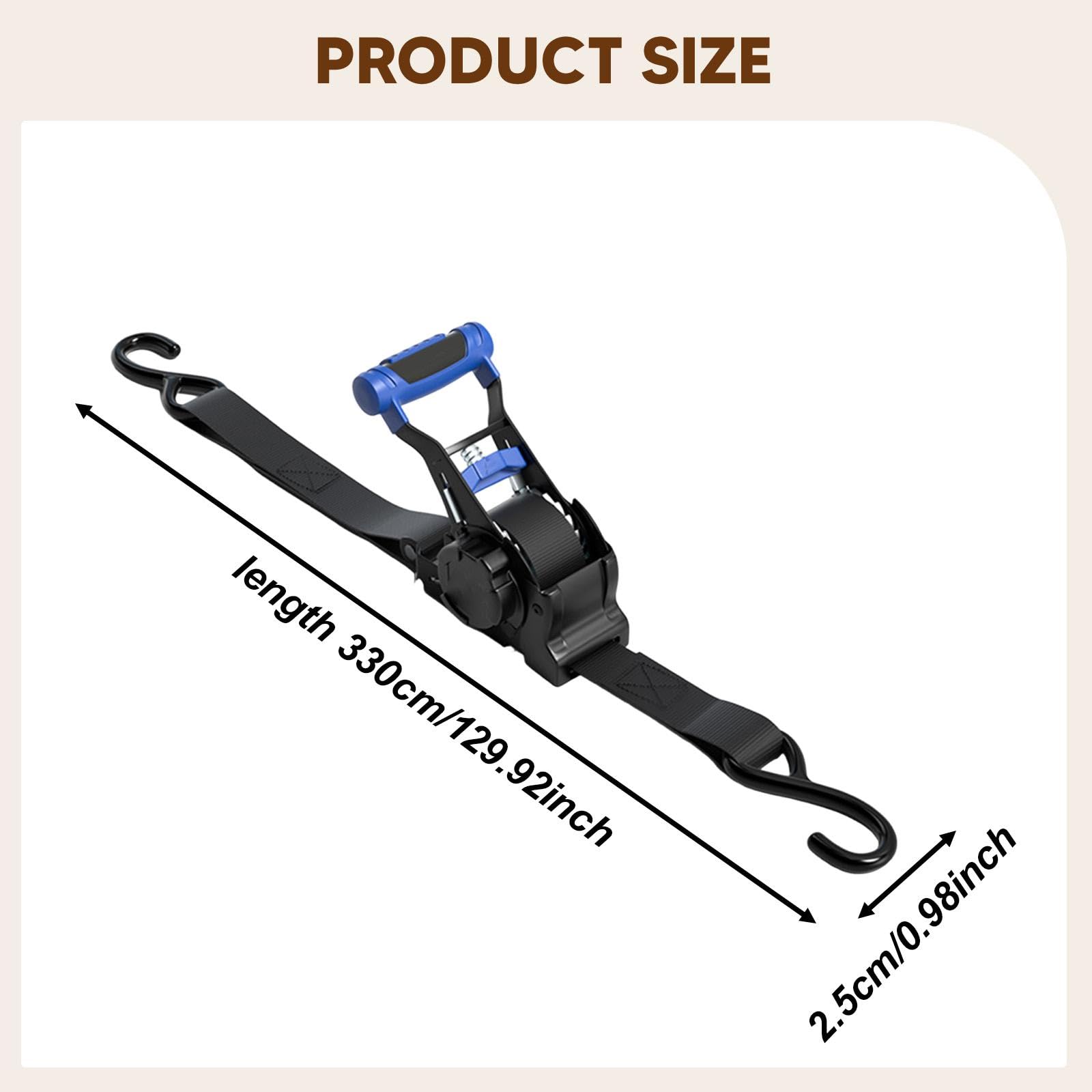 perfk Cinghia a cricchetto retrattile automatica, ganci a S, comoda cinghia di fissaggio a cricchetto retrattile per il fissaggio di rimorchi per, Blu