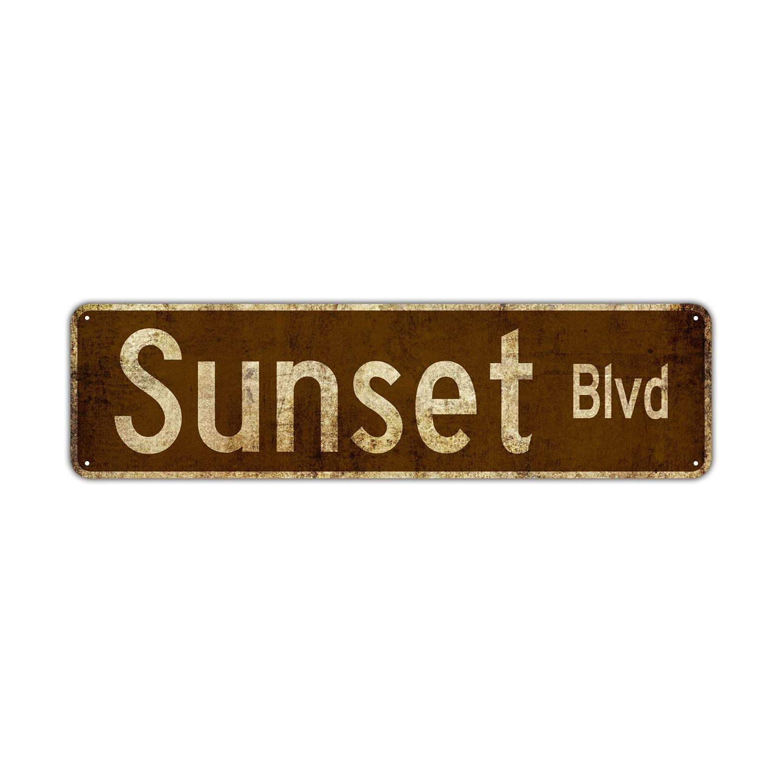 Sunset Blvd Street Sign Rustic Vintage Retro Metal Decor Wall Shop Man Cave Bar Posters Tin Sign Metal Art Street Sign Wall Decoration Family Street Corner Garage Courtyard Corridor 4x16 Inch