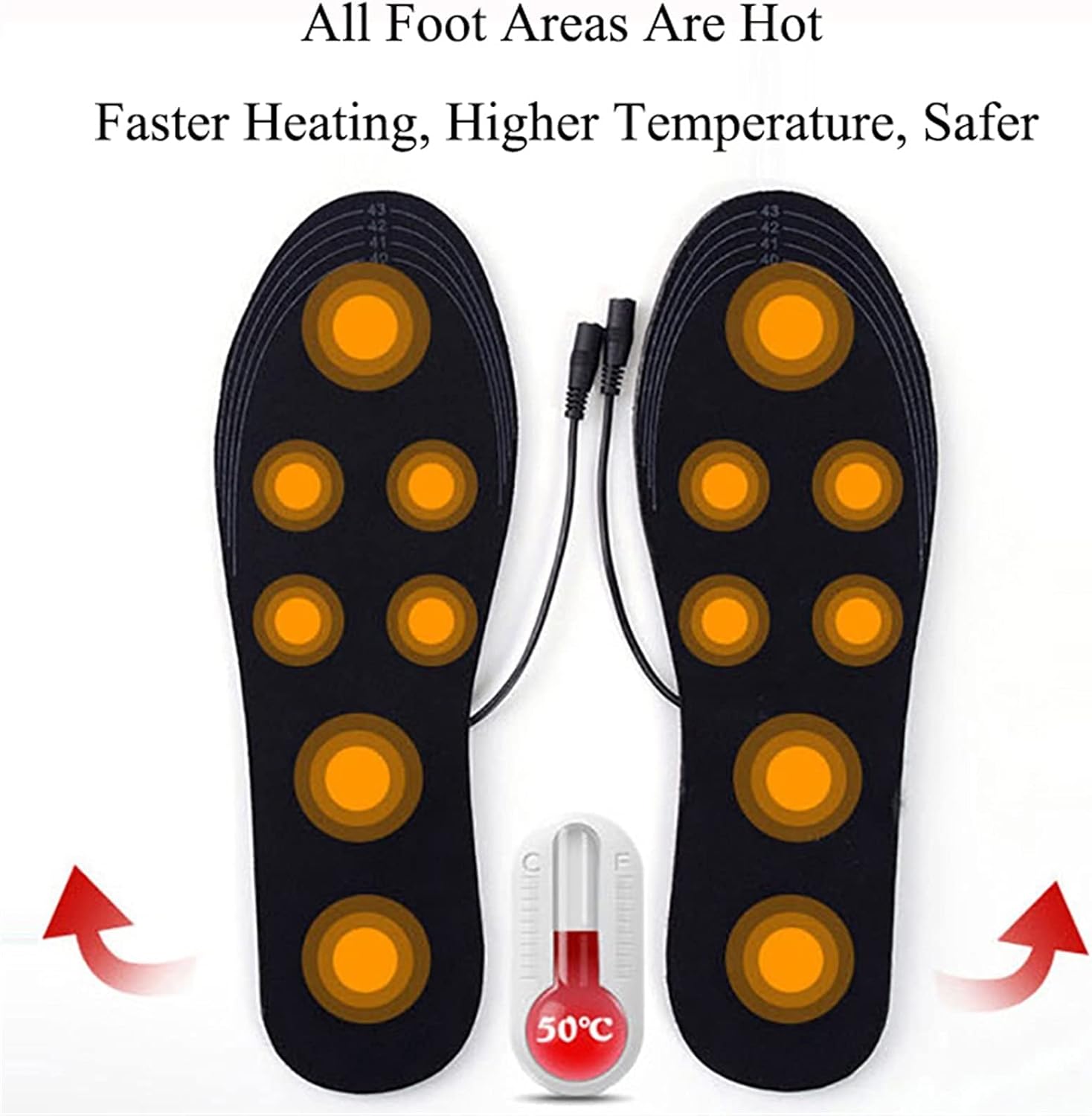 ユニセックスUSB電気加熱インソール靴用ウィンターウォーマーフットヒーティングインソールブーツ充電式便利なヒーターパッドソール（靴の