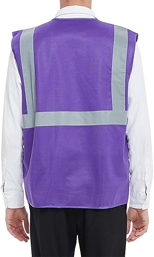 Miniatura 3 de TopTie Chaleco de seguridad de alta visibilidad de 5 bolsillos con tiras reflectantes, chaleco de uniforme de trabajo