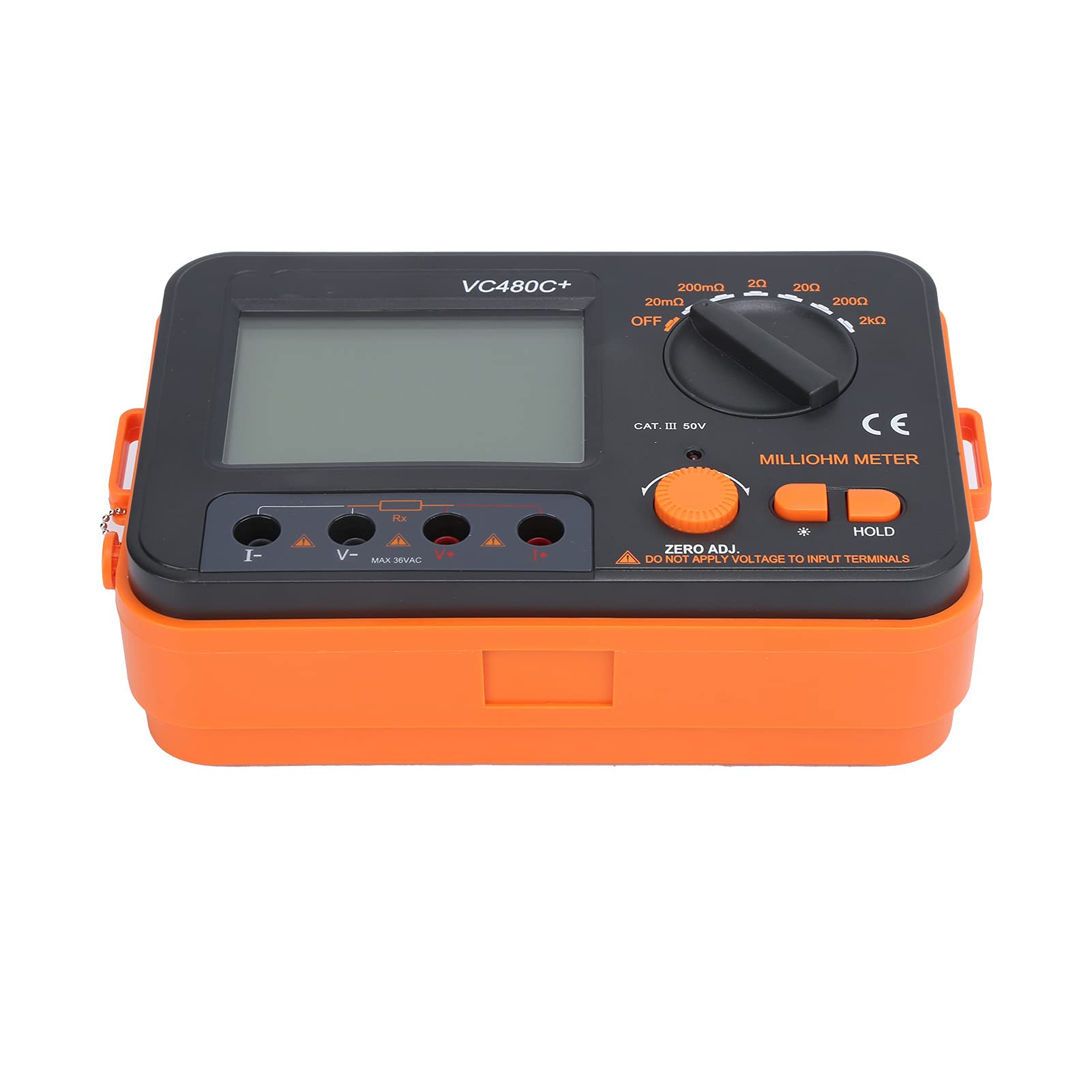 VC480C Probador Digital de Miliohmímetro de 6 Rangos, Medición de Baja Resistencia en CC con 4 Cables, Pantalla LCD Grande, Portátil y Ligero para Precisión y Aplicaciones Profesionales