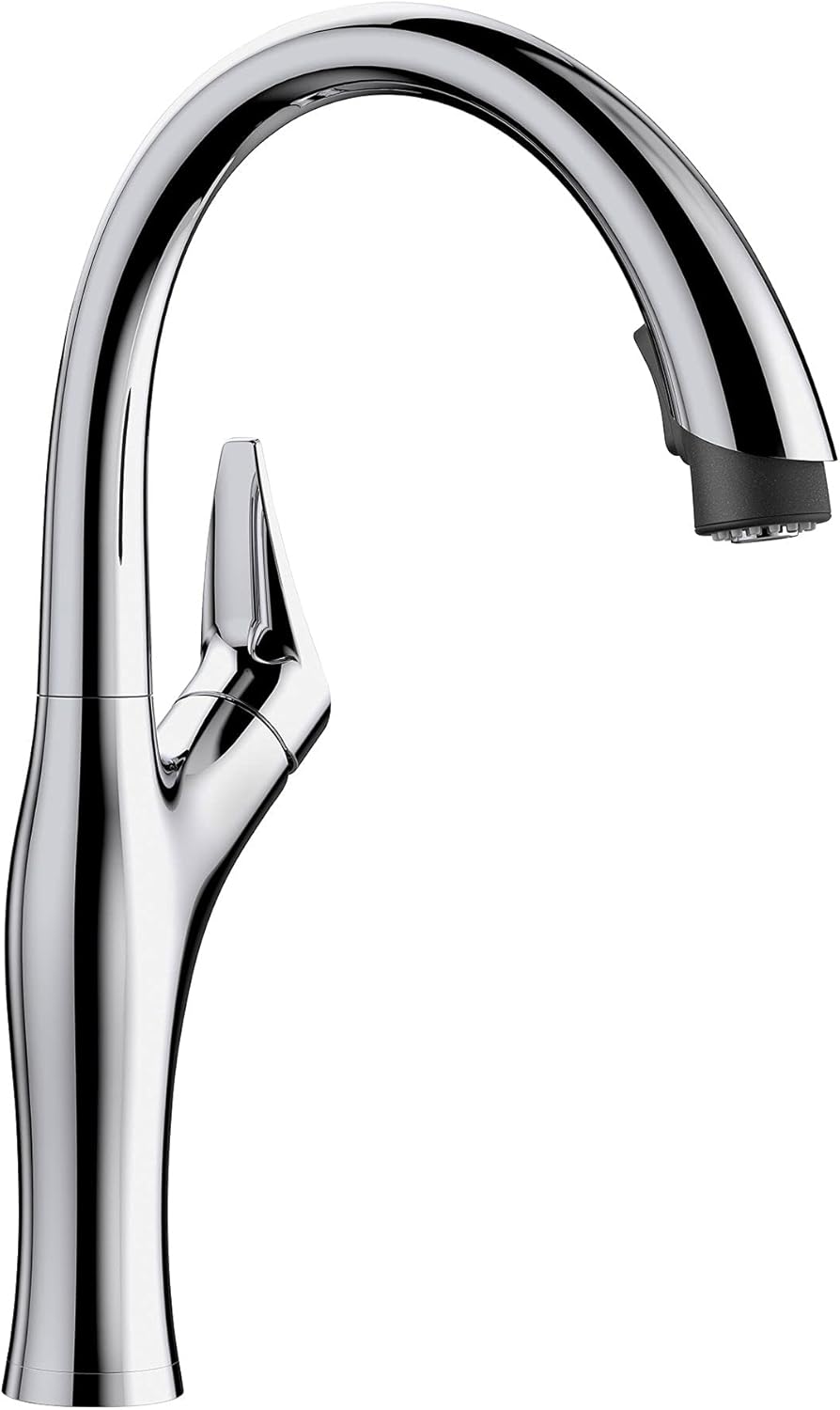 Metallic Gray Stainless Steel Pull-Down Kitchen Faucet