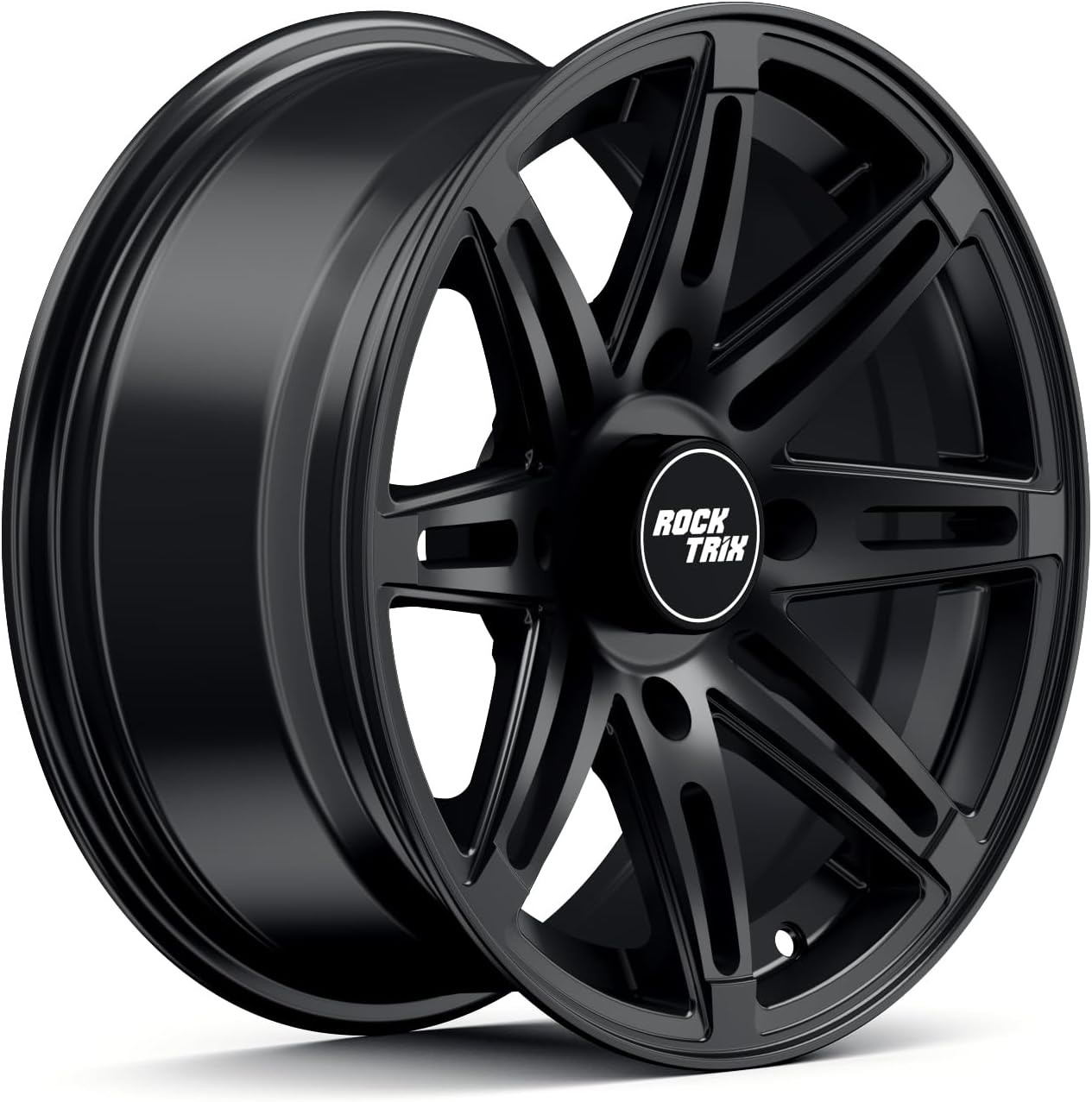 RockTrix RT103 15in Wheel 15x7, 4x156 Bolt Pattern, 4+3 offset, ATV UTV SxS Rim, Compatible with Polaris Sportsman RZR Ranger Ranger Crew, 4/156 Matte Black, 1pc Single