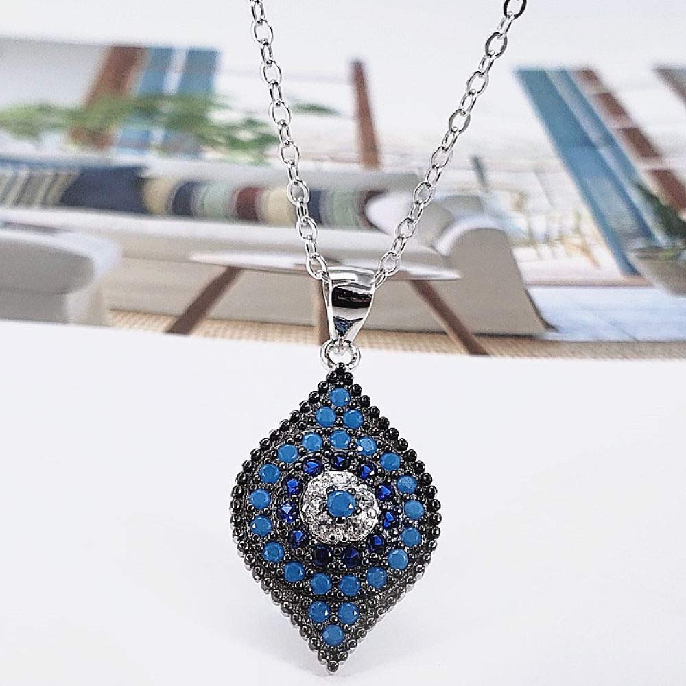 Moda S925 Sterling Silver Necklace Abertura Anillo Pendientes Joyería Conjunto De Mujeres Devil'S Eye Turquesa Azul Retro Clásico Encanto Creativo Regalo De Alta Gama