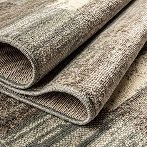 Superior Contemporary Patchwork Pattern Area Rug, Perfect Hardwood, Tile, Or Carpet Cover, Ideal For Bedroom, Kitchen, Living Room, Entryway, Or Office, Luxury Home Decor, 4' X 6', Light Blue-Ivory #TOP4