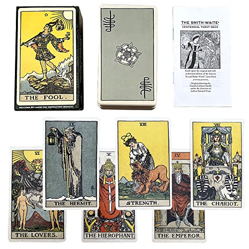 78 Tarotkarten Tarot Cards, Tarot Karten mit Englisches Papierhandbuch Smith Waite Tarot Deck Tarotkarten für Anfänger, Partyspiele Kartenspiele für Erwachsene Schicksal Vorhersage, 12 x 7 cm Cover