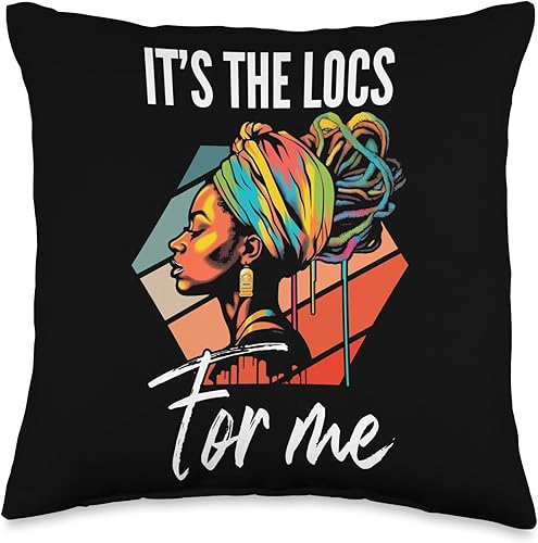 Locs Afro Dreadlocks Love Natural Beauty Hair It's the Locs for Me Afro Hair - Almohada negra americana africana, 16 x 16 pulgadas, multicolor