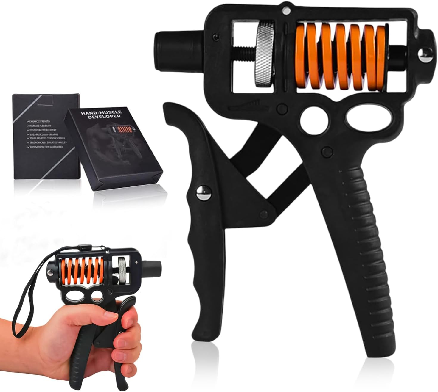 Adjustable 10-400 lb Electronic Grip Strength Trainer - Alloy Frame, Titanium-Plated Steel, TPR Non-Slip Handles