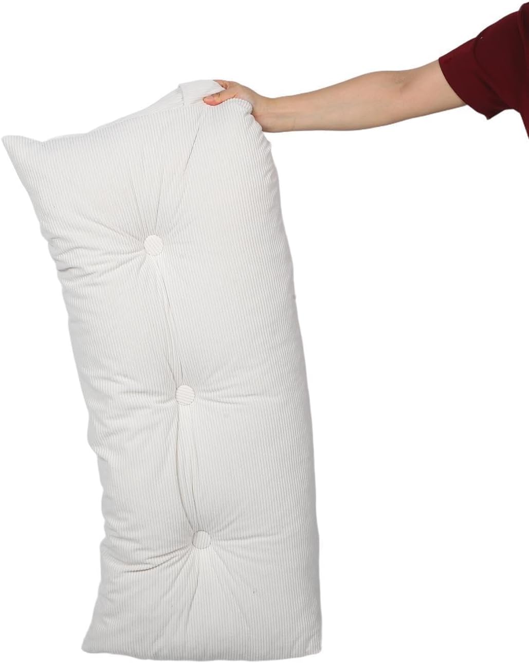 Triangular Bed Rest Pillow with Backrest Support and Antislip Surface, Ergonomic Reading Pillow Made of Polyester Corduroy with Built-in Side Pocket, for Reading and Lounging
