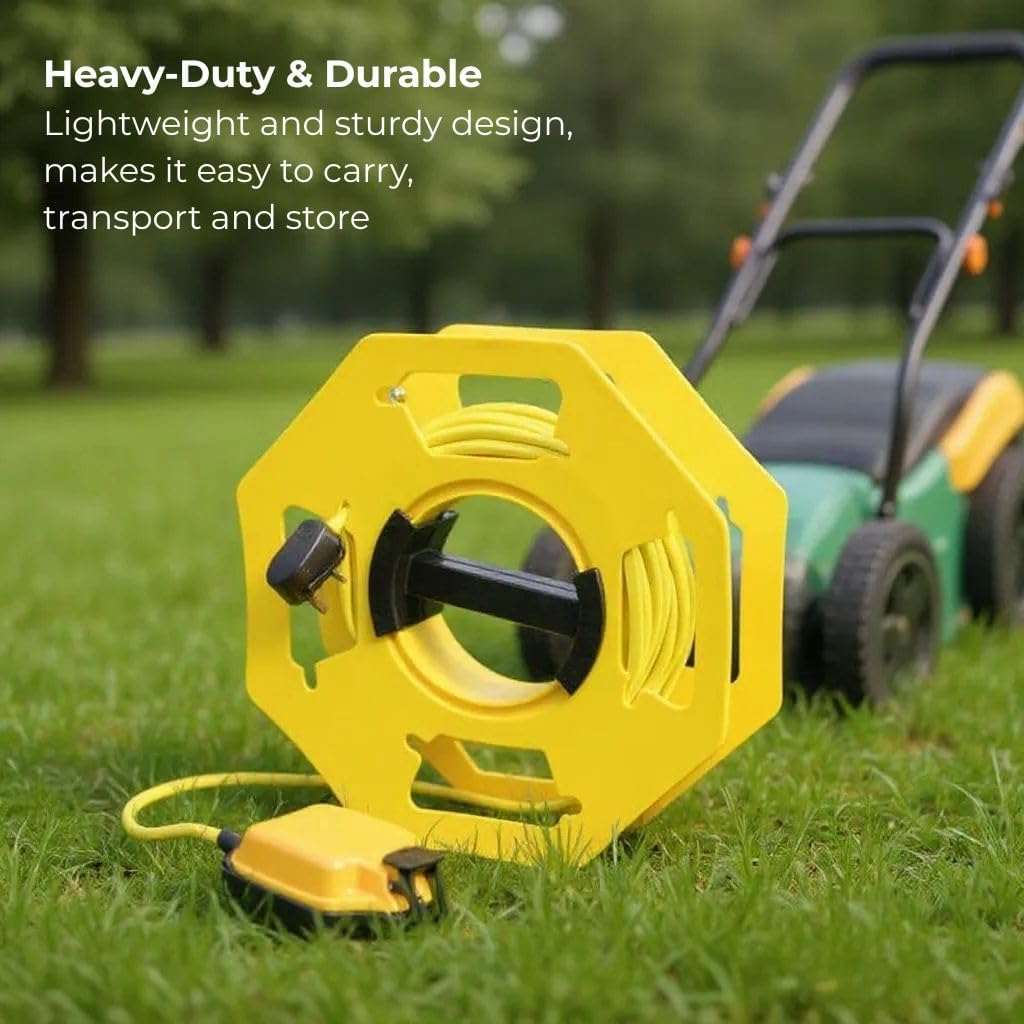 SLx Tidy Reel 25m Heavy Duty Cable Reel Empty Camping Electric Hook Up Cable Winder, Extension Lead Christmas Light Storage Holder for Caravan Leads Cables Cords and EV Charging Cables