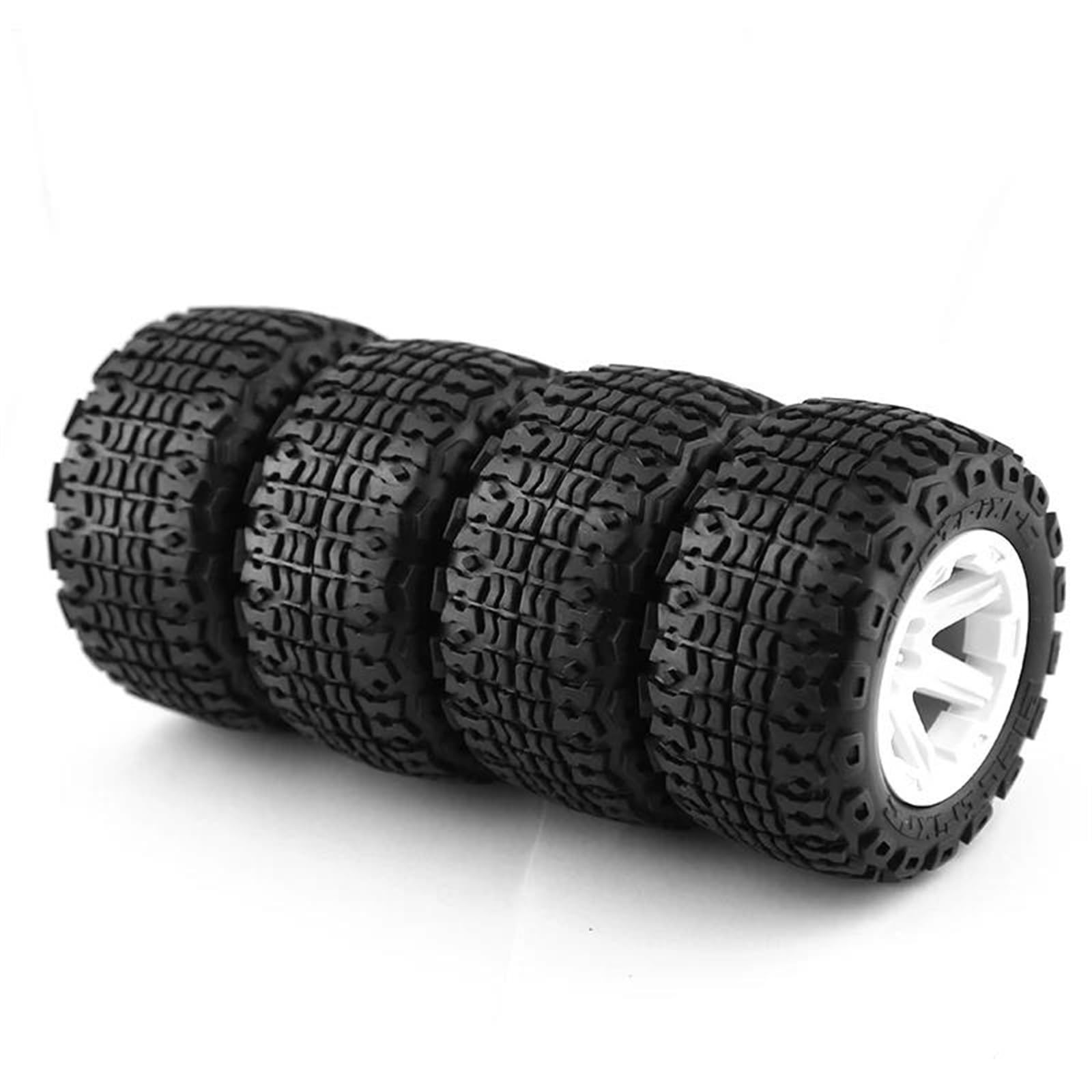 RC Car Pneumatico Ruota Compatibile con MJX per Hyper Go H16 16207 16208 16209 16210 4 Pezzi 104mm Diametro Ruota in Gomma Pneumatico con 12mm Esagonale per 1/16(Color1)