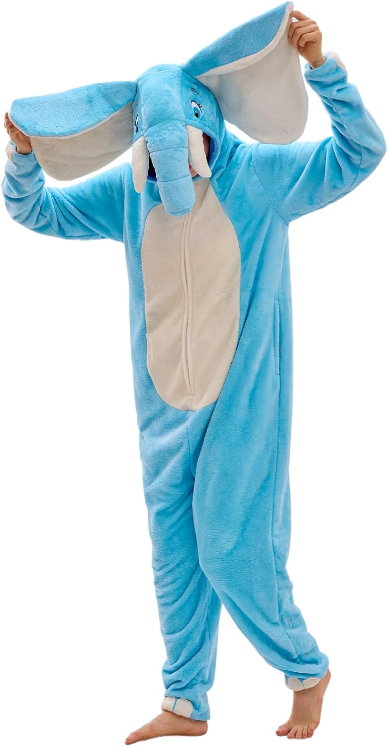 Unisex Adult Animal Onesie Pajamas Slim Fit Halloween Costume One Piece Sleepwear Homewear Cosplay Suit