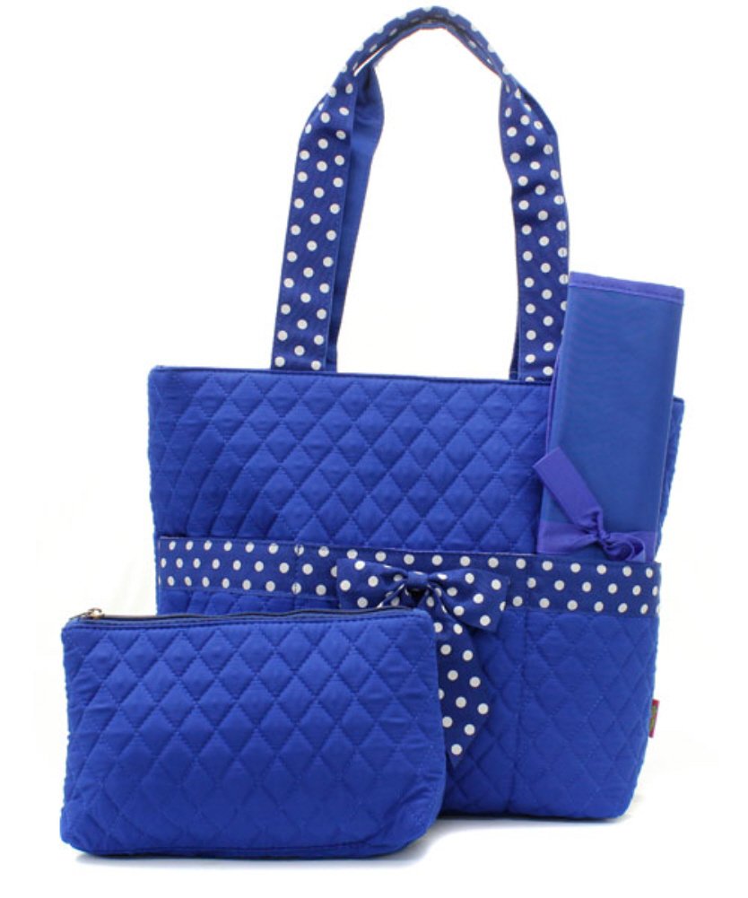 Quilted Royal Blue And White Solid Print Monogrammable 3