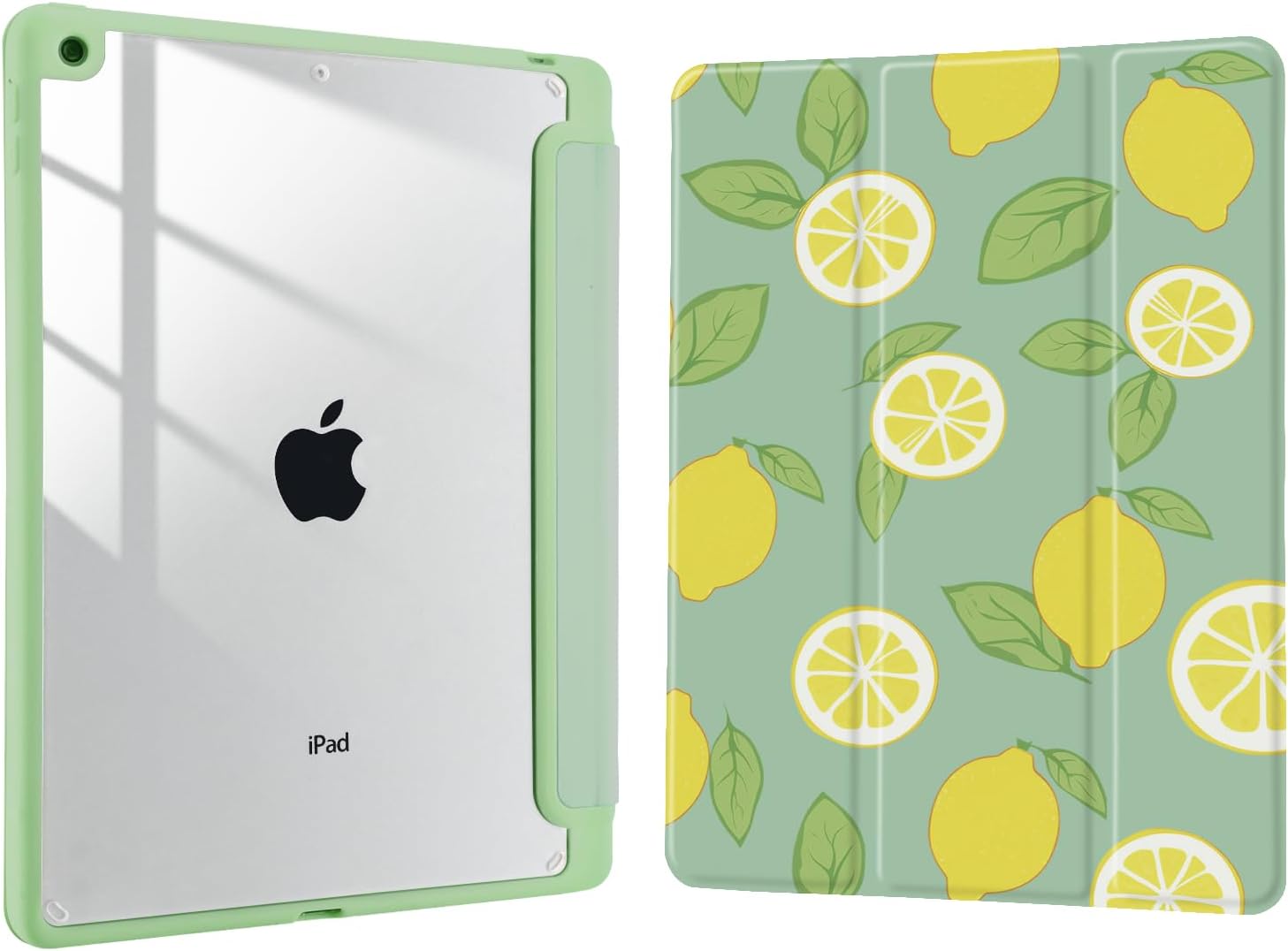 Joyland Lemon Pattern for iPad 10th Generation Case 10.9 inch 2022/(A16) 11th Gen 11 Inch 2025,Built-in Pencil Holder with Shockproof Cover Clear Transparent Back Shell Auto Wake/Sleep,Green