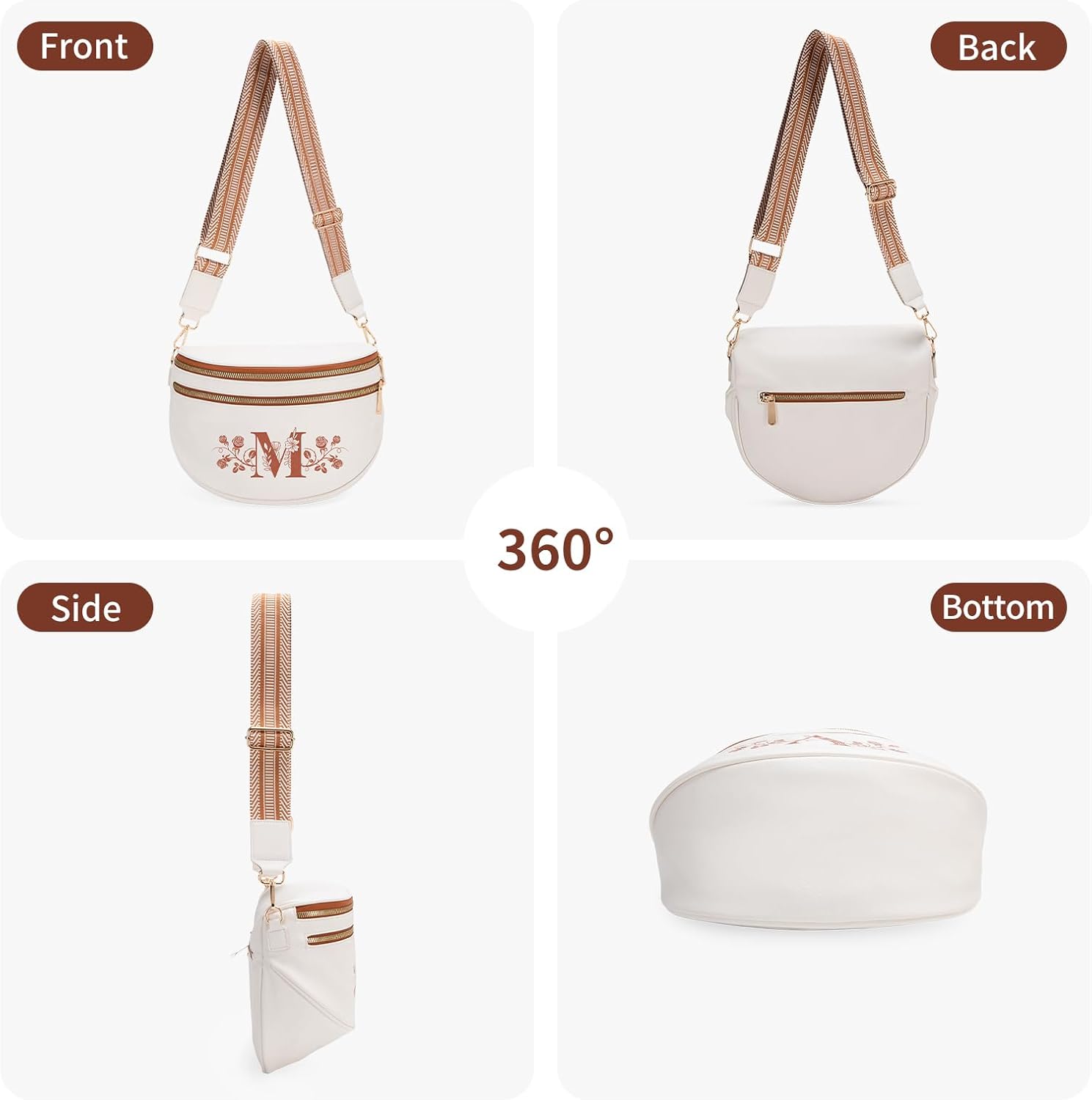 Viverte Personalized Gifts for Women Initial Bum Bags Pu Leather Crossbody Bags Letters Purses for Mom