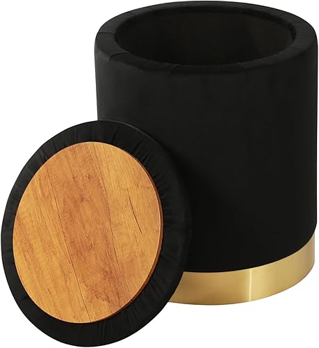 Miniatura 10 de Joveco Boucle - Otomana redonda de almacenamiento con tapa extraíble, taburete pequeño tapizado acolchado para sala de estar, dormitorio, Blanco