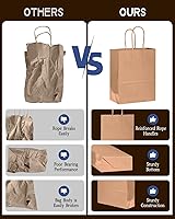 Vista 4 de Bakepacker Paquete de 30 bolsas de papel de regalo de tamaño mediano con asas a granel de 10.6 x 8.3 x 4.3 pulgadas, bolsas de compras de papel