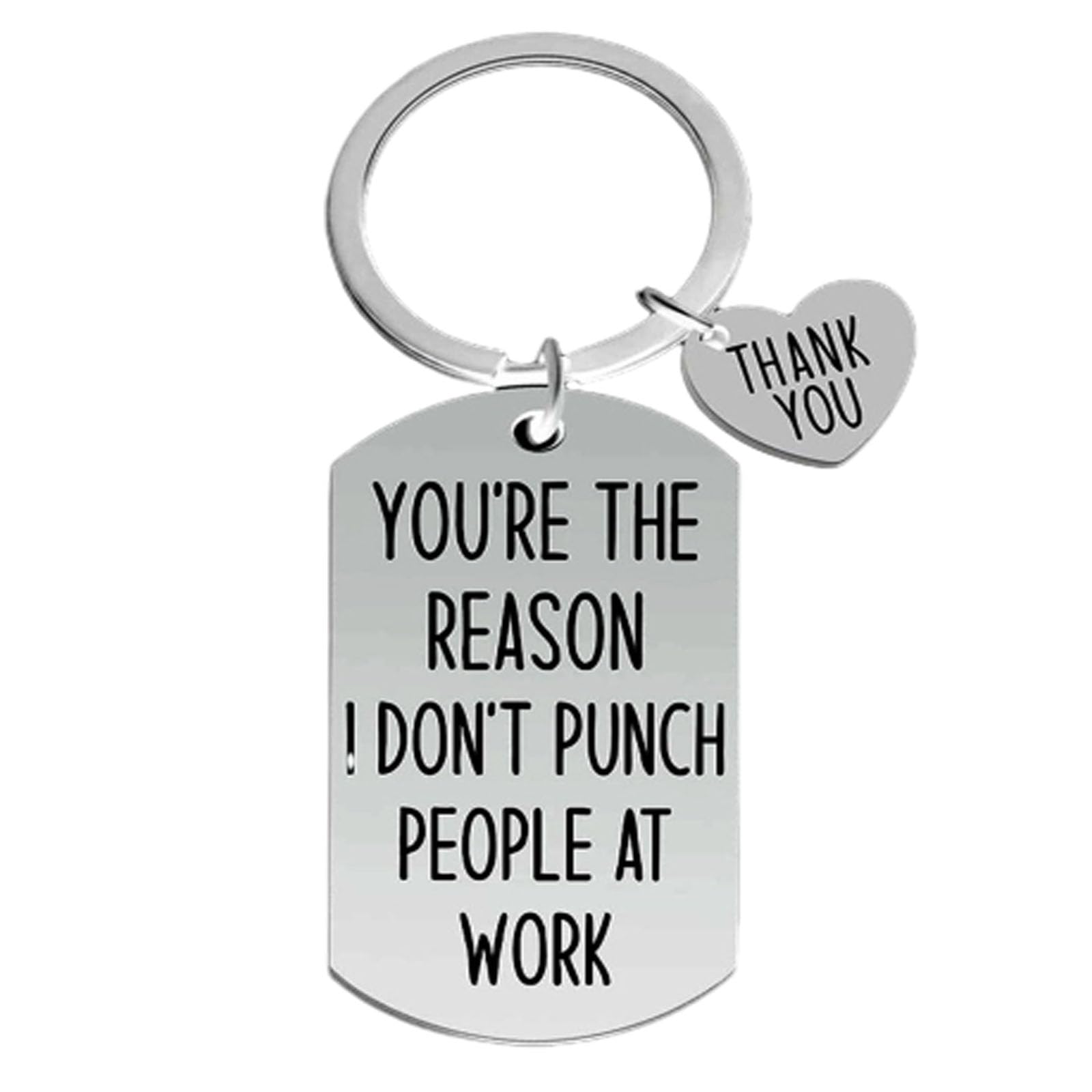 Jesemiah You Are the Reason I Don't Punch People at Work Keychain Coworker Appreciation Retirement Birthday Christmas Gift, Silver, One Size
