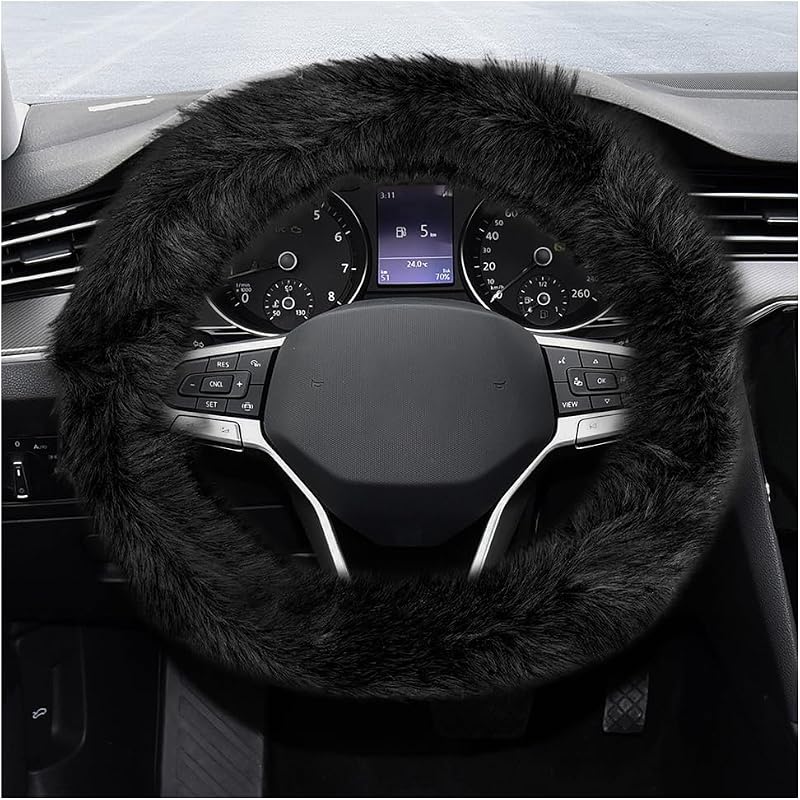Capa de Volante em Microfibra Plush com Forro de Borracha, Preta, 38,1 cm - MTRPS