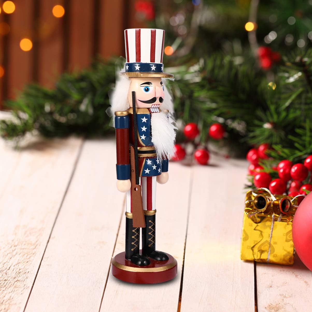 BESPORTBLE Nutcracker Puppet, 9.8inch Christmas Decorative Nutcracker - American Independence Day Nutcracker Figurine